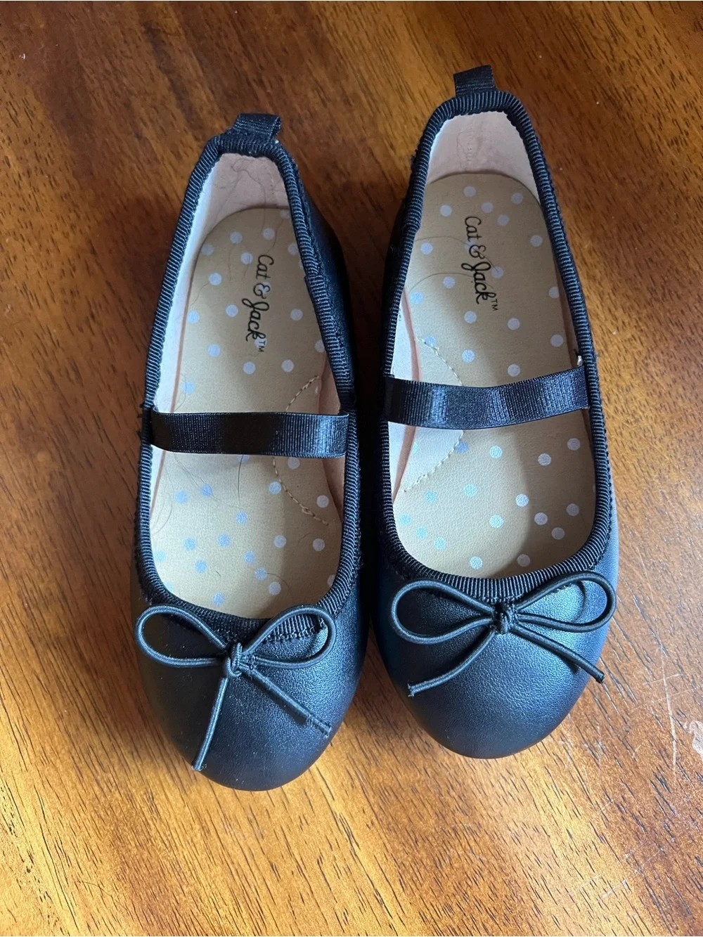 Cat & Jack Black Girls' Mary Jane Flats with Bow Accent